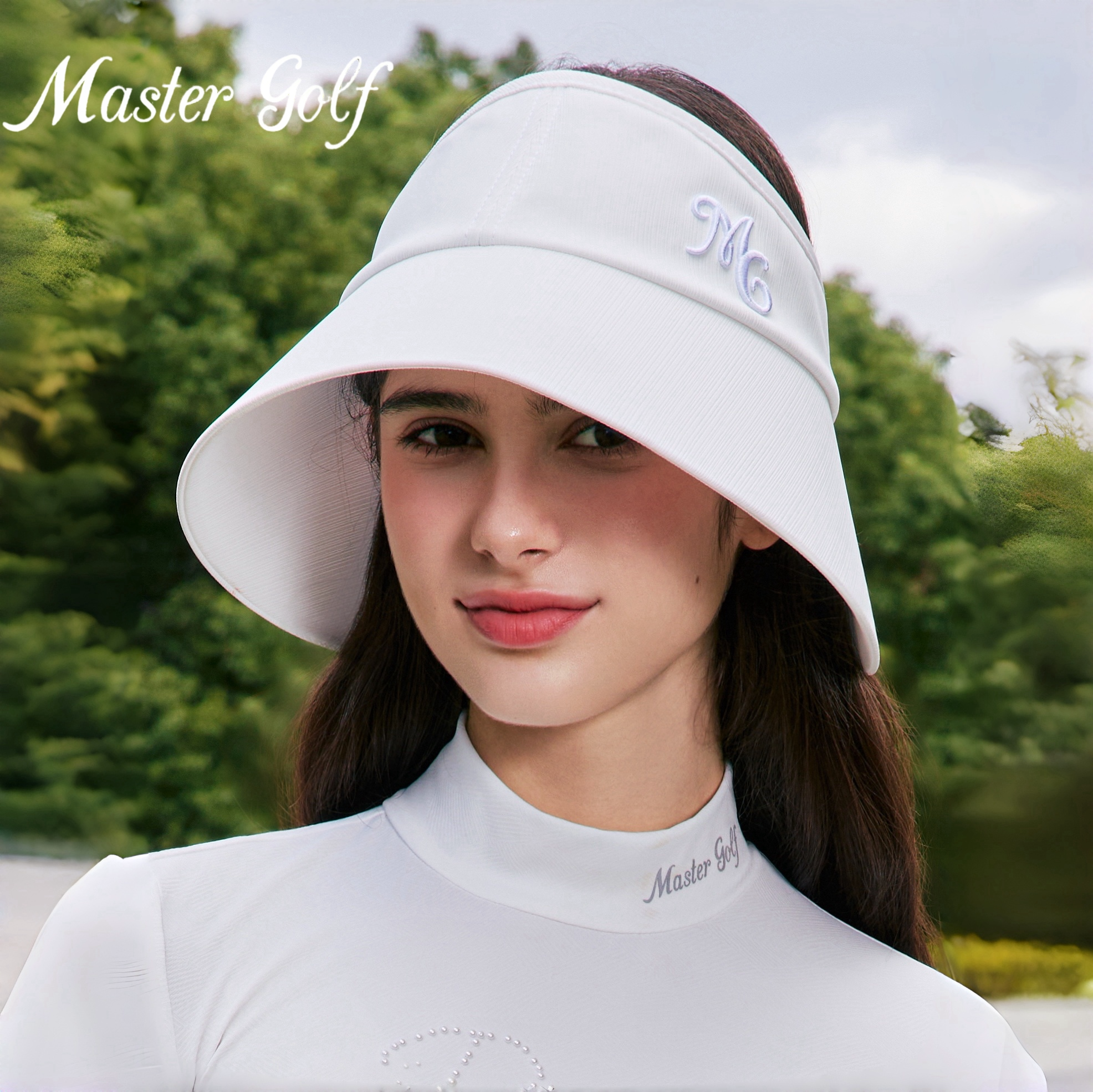 MG高尔夫大檐帽防晒遮阳防紫外线加大帽檐户外可折叠蝴蝶结空顶帽