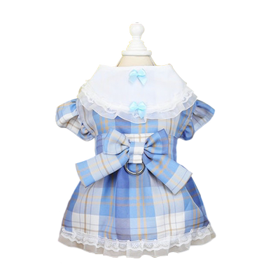 可牵引学院风狗狗衣服博美约克夏泰迪马尔济斯夏季猫咪裙子薄款