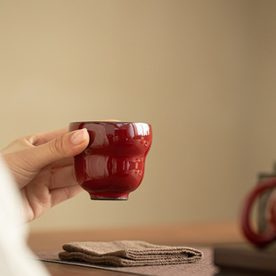 国风故宫红窑变郎红茶杯陶瓷茶具主人杯品茗杯客杯轻奢家用功夫茶