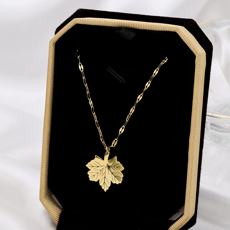 抖音网红同款一夜暴富项链玫瑰金不掉色枫叶锁骨链个性小众设计潮