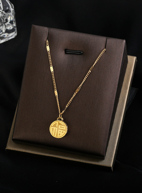 福喜双面转运项链女包ins金色