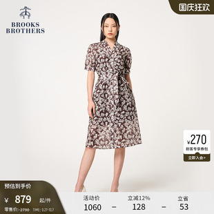 款 Brooks Brothers 布克兄弟女士春夏季 連衣裙 桑蠶絲混紡V領修身