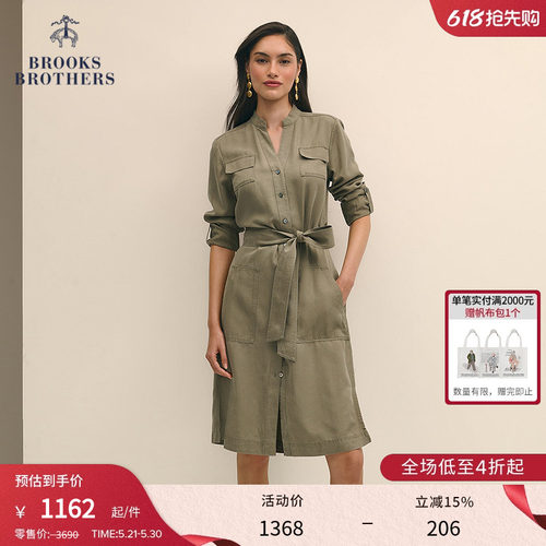 布克兄弟女士莱赛尔长袖连衣裙