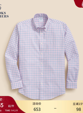 [易打理]Brooks Brothers/布克兄弟男士秋季款supima棉格纹衬衫