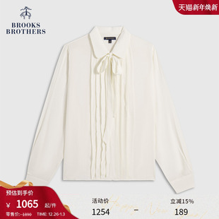 纯色优雅系带风琴褶衬衫 布克兄弟女士25秋冬新品 Brothers Brooks