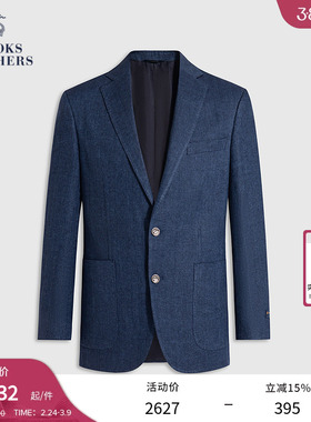 Brooks Brothers/布克兄弟男士春夏新款亚麻人字纹学院风西装