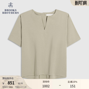 棉麻天丝V领文艺衬衫 布克兄弟女士春夏新款 Brothers Brooks