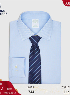 Brooks Brothers/布克兄弟男士秋季款纯棉提花优雅正装衬衫