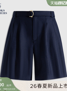 Brooks Brothers/布克兄弟女士26春夏新品亚麻莱赛尔金属腰带短裤