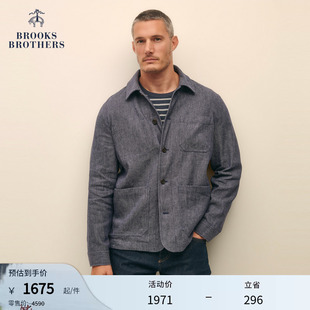 布克兄弟男士 春夏棉麻肌理感三口袋翻领外套 Brothers Brooks