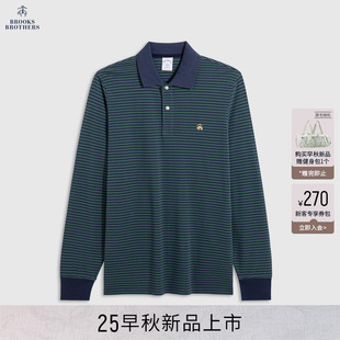 Brothers 25早秋新品 Brooks 布克兄弟男士 纯棉条纹金羊长袖 polo衫