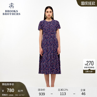 布克兄弟女士春夏圓領印花垂感短袖 連衣裙 Brothers Brooks
