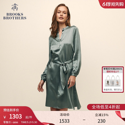 布克兄弟女士桑蚕丝收腰连衣裙