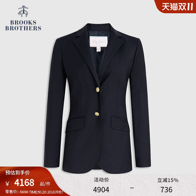 Brooks Brothers/布克兄弟女士秋冬绵羊毛金属纽扣西装外套