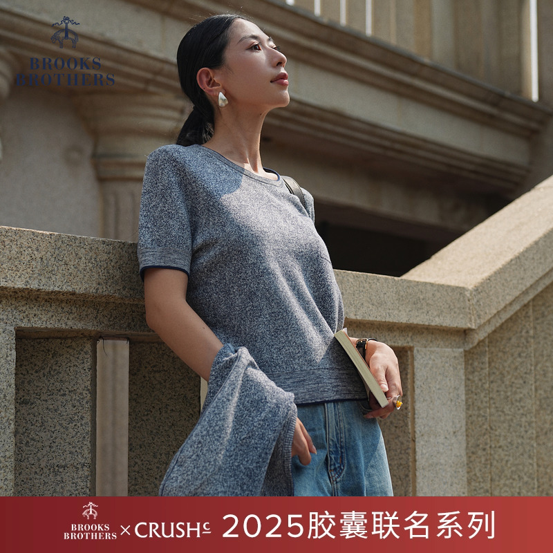 布克兄弟25女士杂色圆领T恤