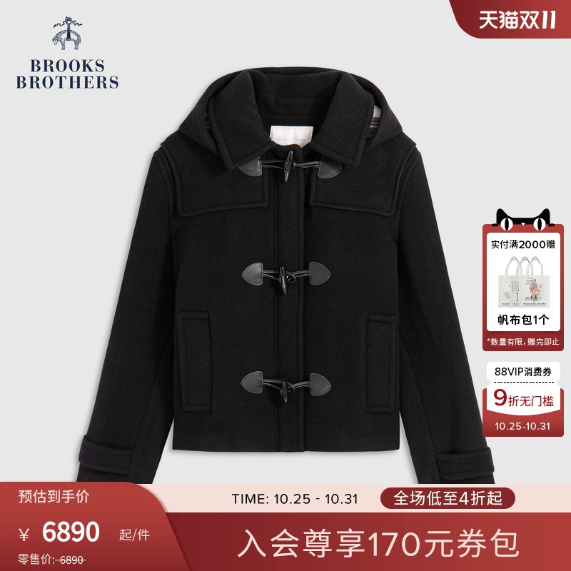 布克兄弟25女士羊毛牛角扣外套