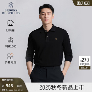 polo衫 Brooks 純棉簡約長袖 25早秋新品 Brothers 布克兄弟男士