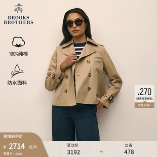 防水 Brothers Brooks 双排扣风衣 布克兄弟女士25夏新款 纯棉短款