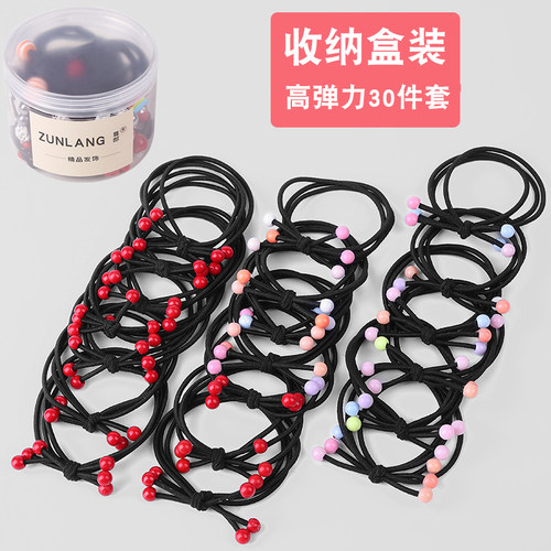 发圈扎头发可爱成人头绳韩国简约胶圈橡皮筋少女马尾皮套黑色头绳 - 封面