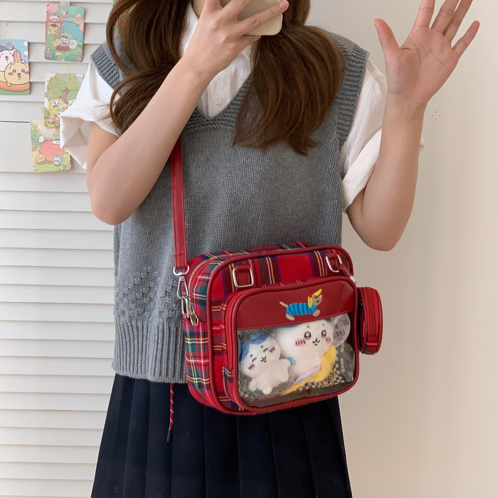 日系可爱透明痛包2025新款大容量单肩斜挎手提包女学生上课包包潮