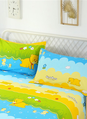 纯棉儿童卡通小枕套30×50单人48×74cm学生一对装100%全棉枕头套