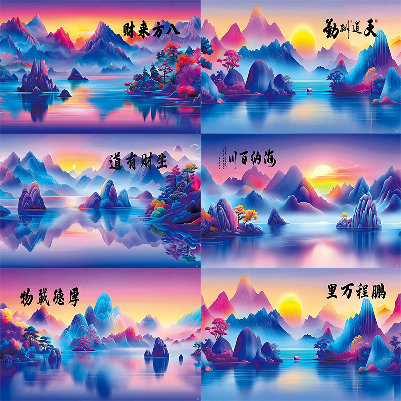 鱼缸背景画贴纸画壁纸高清3d立体造景正胶外贴装饰鱼缸背景画定制图片