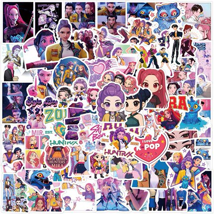 55张KPop Demon Hunters猎魔女团贴纸装饰手帐水杯电脑手机防水贴