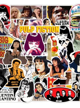 50张美剧Pulp Fiction低俗小说贴纸装饰行李箱笔记本手机防水贴画