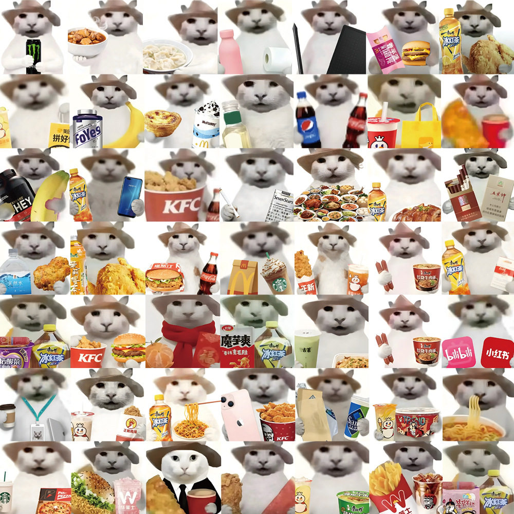 拼好饭小猫贴纸热门搞笑抽象图案