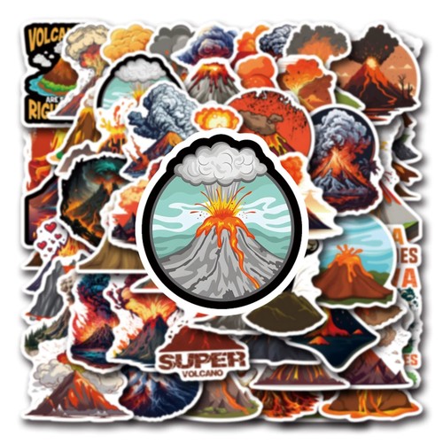 卡通Volcano火山口喷发创意贴纸