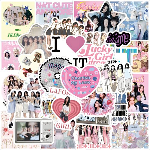 56张ILLIT韩国女团贴纸卡通可爱明星创意装饰手机壳电脑防水贴画