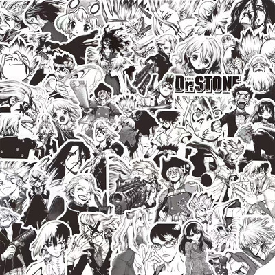 日漫石纪元贴纸周边黑白防水贴画