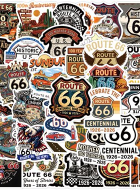 57张Route美国66号公路防水贴纸