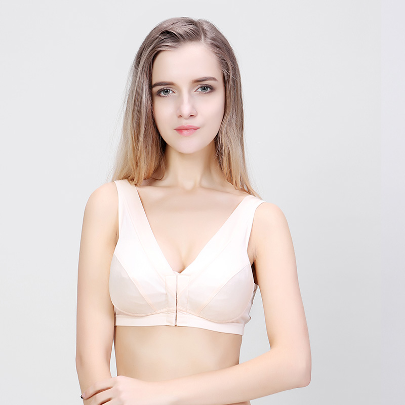 无钢圈真丝前扣文胸哺乳内衣