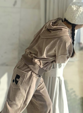 韩国潮牌RR天鹅绒连帽短款卫衣丝绒帽衫rest辣妹装andrecreation