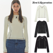 潮流女装 韩国正品 圆领修身 2025春季 Res丝绒长袖 T恤RR打底衫