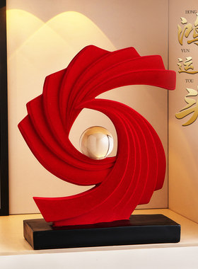 红色高级感客厅玄关酒柜电视柜装饰品摆件轻奢高档2026新款工艺品