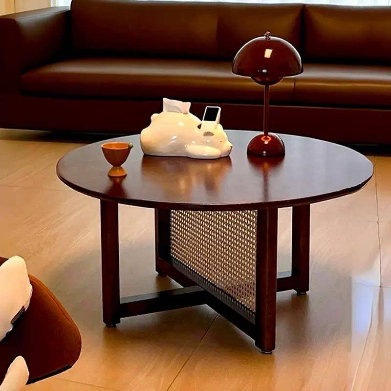 北欧风圆形茶几实木藤编客厅小茶几轻奢简约现代沙发边几,家居饰品,桌面摆件,淘宝优惠券,粉丝福利购,淘宝优惠卷