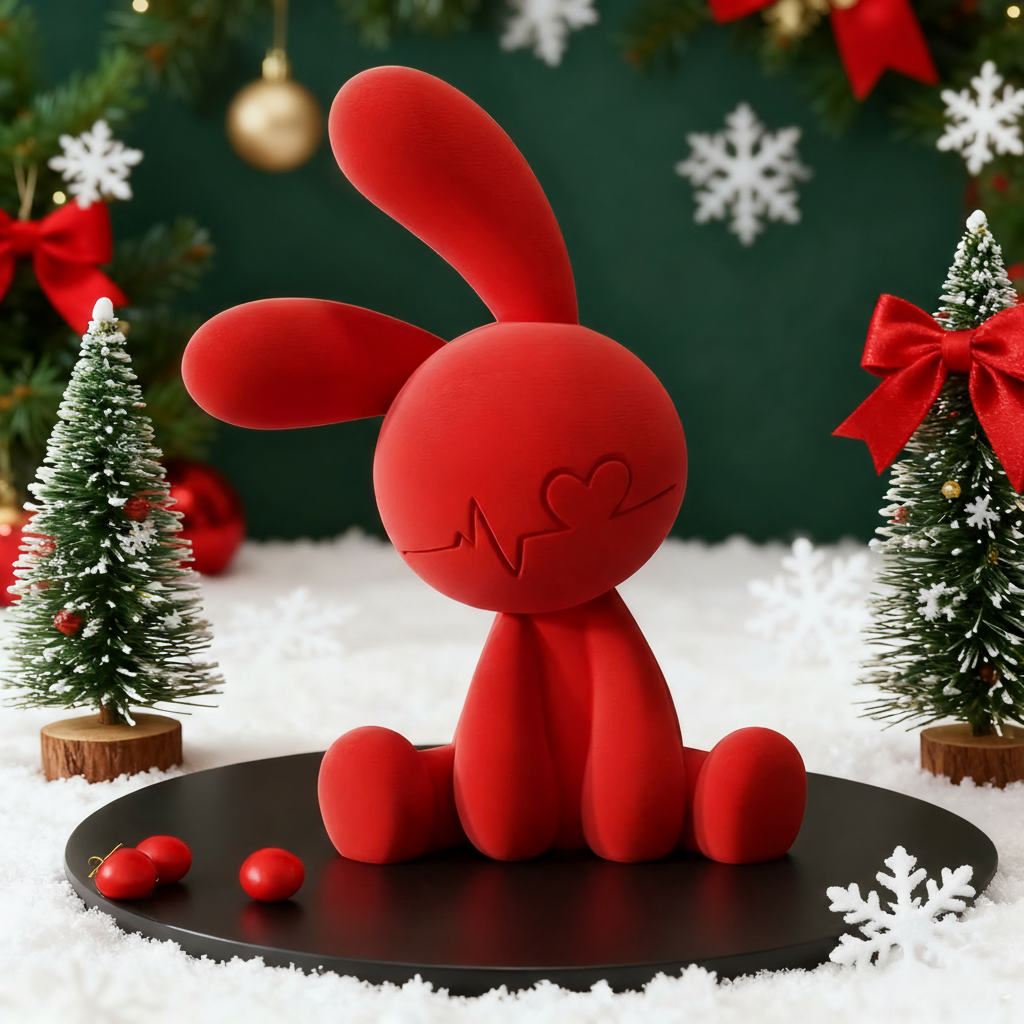 可爱红色兔子树脂桌面摆件
