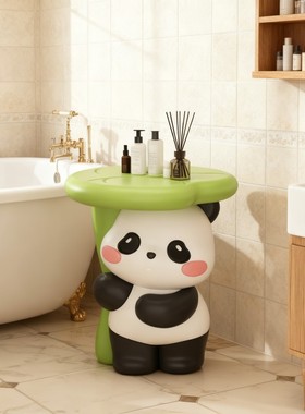 国潮熊猫树脂浴室收纳摆件
