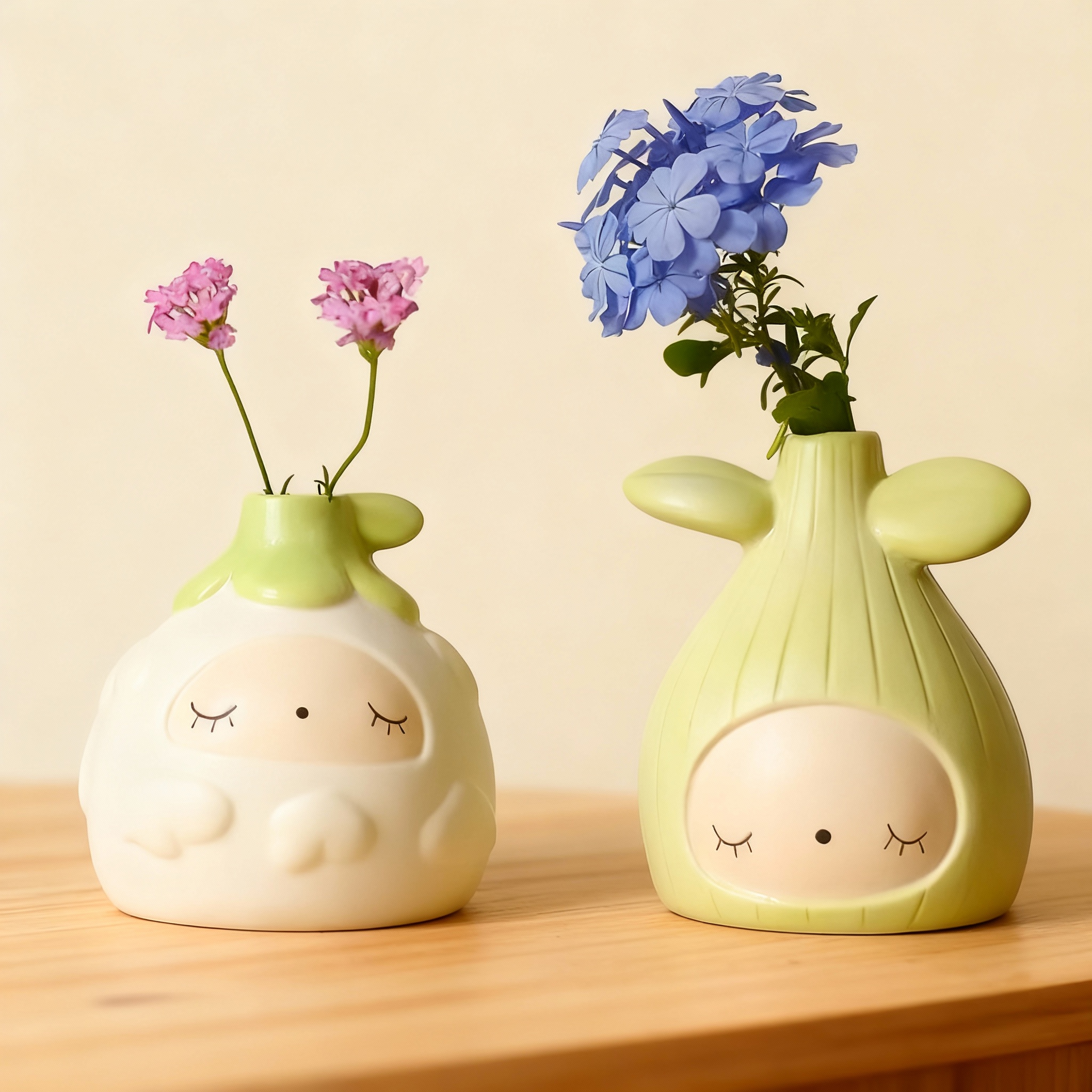 软萌治愈陶瓷兔子花瓶摆件