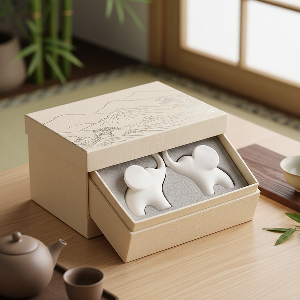 新中式陶瓷大象摆件失蜡法礼盒