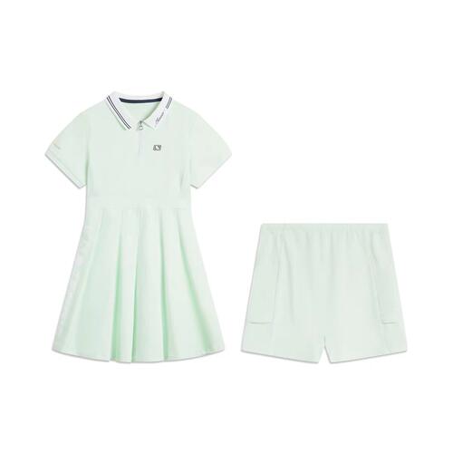 李宁正品新款女童网球系列冰感透气防晒运动连衣裙套装 YSKU098-2