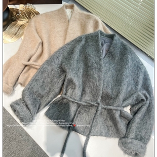 质感外套 羊绒拉毛蓬松亲肤毛绒系带开衫 高端定制女装 2025秋冬新品