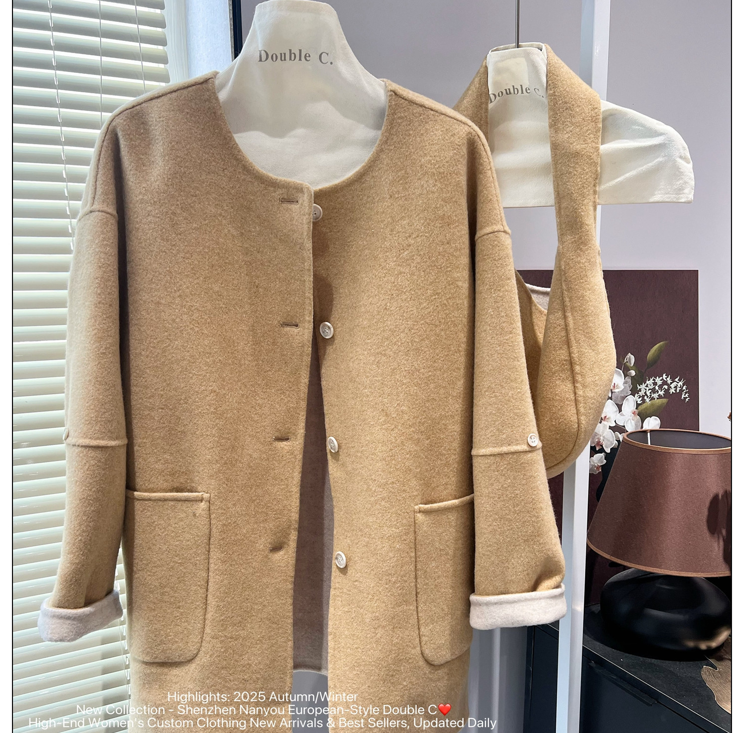 2025秋冬灰色单排扣羊绒百搭大衣