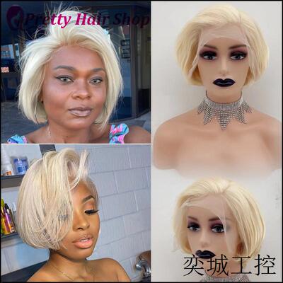 Pixie Cut Wig 613 Blonde Bone Straight 13×4 Lace Front Wigs