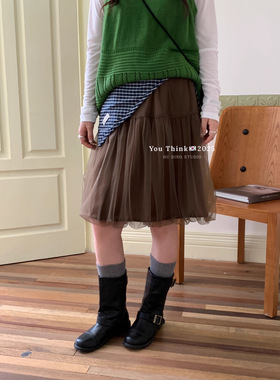 【You Think】十三行ins博主同款～时尚设计感花苞型网纱半身裙女