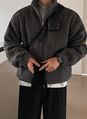 羊羔毛棉服男冬季新款保暖宽松外套韩版潮流高级感立领棉衣