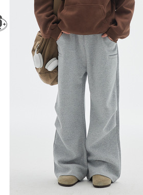 OUSWE日系复古简约设计感运动卫裤男长裤宽松直筒男士休闲裤RK89