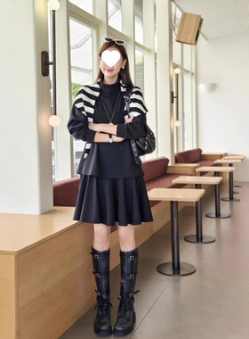 美洋MEIYANG 赫敏连衣裙 真两件！魔法学院~圆领背心裙高领套头衫